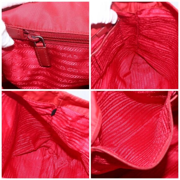 PRADA Tote Bag Nylon Red Silver Auth 155081 - Picture 15 of 16